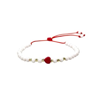 Bratara cu bile de Aur si Cristal fatetat alb, pandantiv inima, pe snur Royalstone, marime 14-16.5 cm