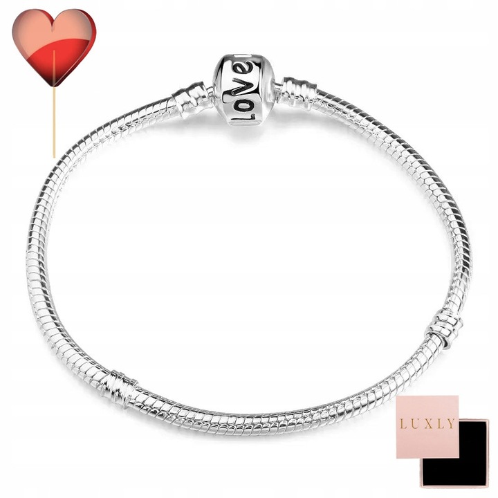 Bratara Modulara Cu Cutie, Luxmen, Otel Inoxidabil Placat Cu Argint 925, Autentificata Cu Eticheta De Bijuterie, Inchidere Functionala, Reglabila, 15-20 cm, Argintiu