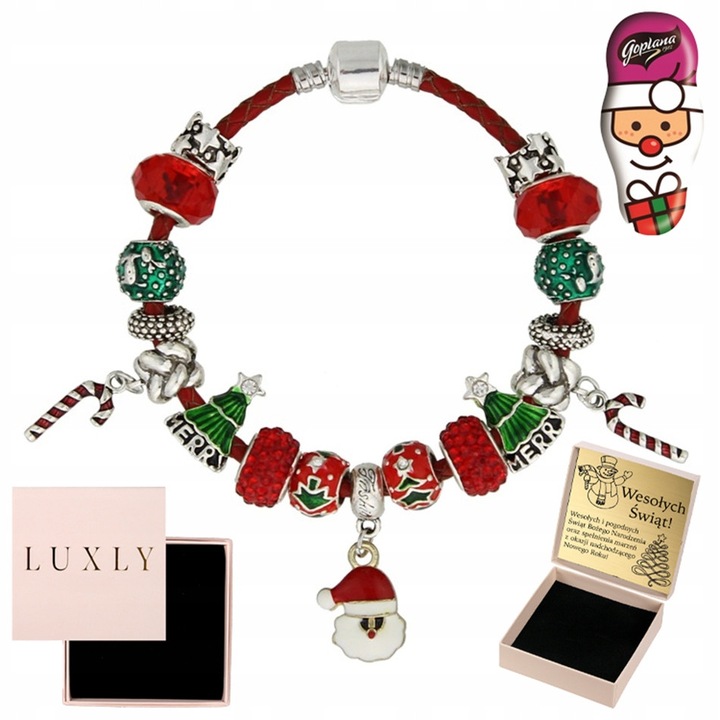 Bratara Cu Cutie, Luxmen, 2024/2025, Argint Rodiat 925, Hipoalergenica, 13 Margele Si 3 Pandantive, Eleganta Si Moderna, 19 cm, Argintiu