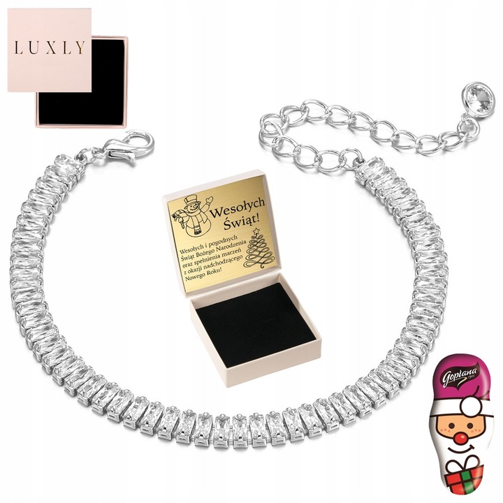 Bratara Reglabila Si Cutie, Luxmen, 2025, Sticla Acoperita Cu Argint, Hipoalergenica, Dimensiune 15-23 cm, Design Fin Si Elegant, Argintiu