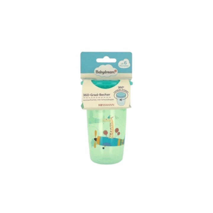 Cana de antrenament cu manere, rotire 360 grade, permite bautul pe oricare parte a canii, previne aparitia cariilor, anti-varsare, 6 luni+, 300 ml, VERDE