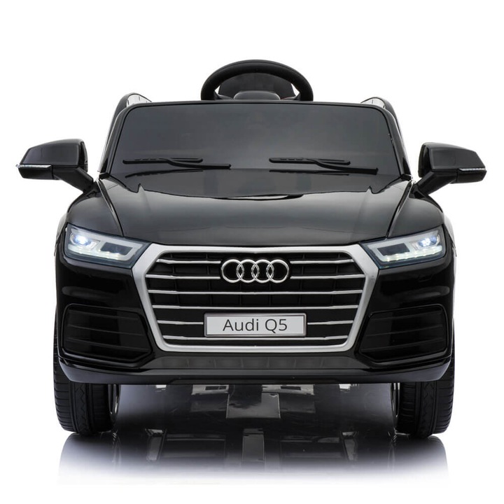 Masinuta electrica Audi Q5, negru, roti cauciuc EVA, suspensii (fata + spate), sistem troler