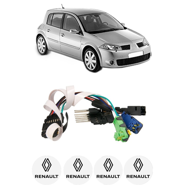 Spirala Airbag Pentru Volan RENAULT MEGANE II (BM0/1_, CM0/1_) din 2002-2009, Auto, 4x Stickere auto cu RENAULT