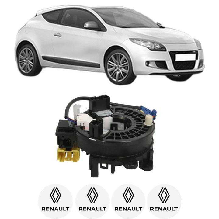 Spirala Airbag Pentru Volan RENAULT MEGANE III Coupe (DZ0/1_) din 2008-2016, Auto, 4x Stickere auto cu RENAULT