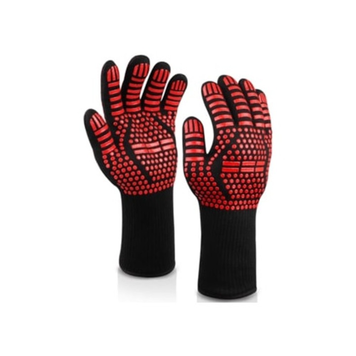 Csúszásmentes szilikon konyhai kesztyű, hosszú védelem, főzéshez és grillezéshez