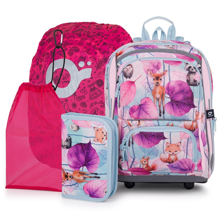 Set ghiozdan școlar TOPGAL BEBE 25002, 3 piese, design tematic, spate ergonomic, multicolor