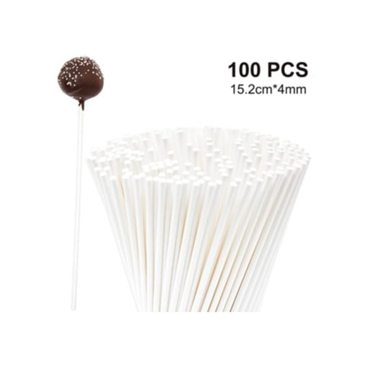 Lollipop pálcák, 100 darabos készlet, 152x4mm, élelmiszerbiztonságos, kreatív felhasználás