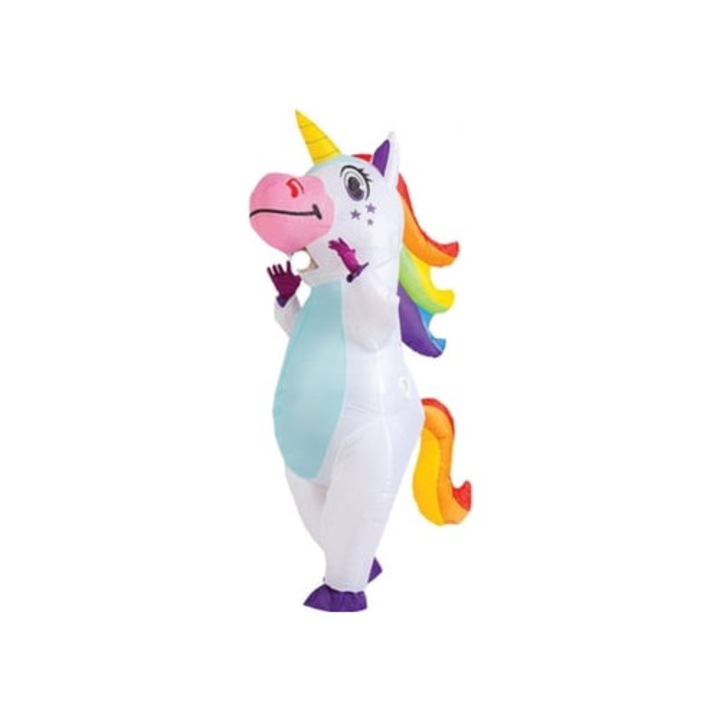 Costum inflatabil adult unicorn, Aquaforge, deluxe, pentru Halloween, set complet