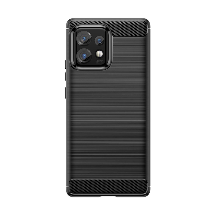 Carcasa Carbon Case Slicone compatibila cu Motorola Edge 40 Pro, Negru