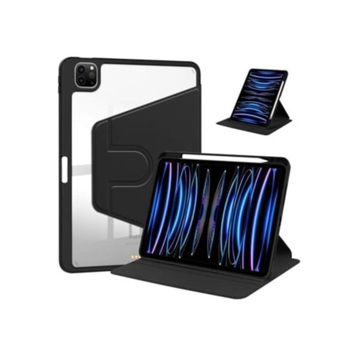 Husa tableta Crystal Folio 360 rotatie pentru Xiaomi Pad 6 Pro 11, neagra
