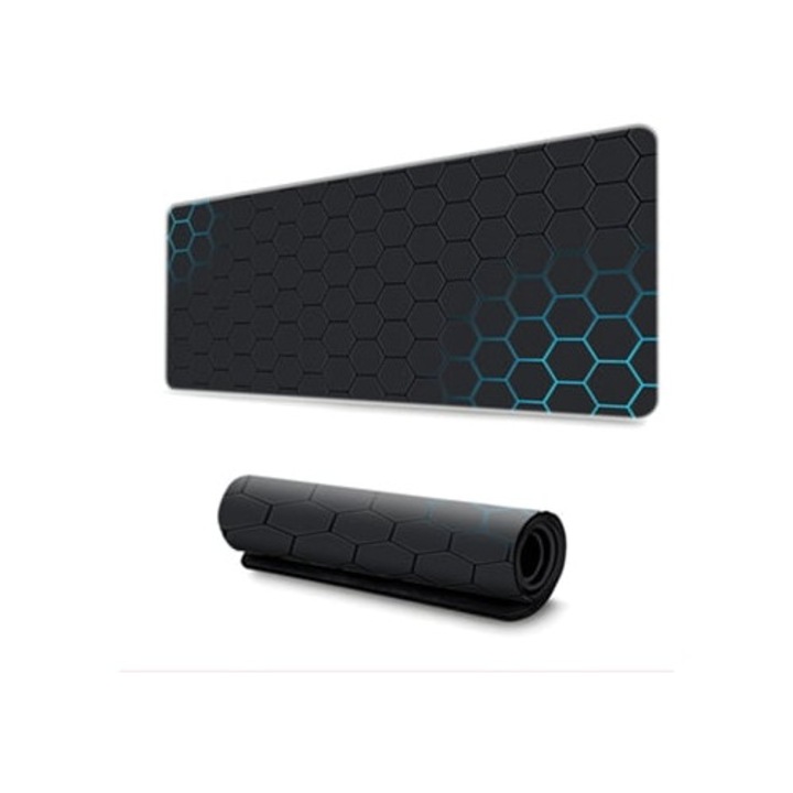 Mousepad pentru gaming si birou, 40x80x0.3cm, design fagure, antiderapant