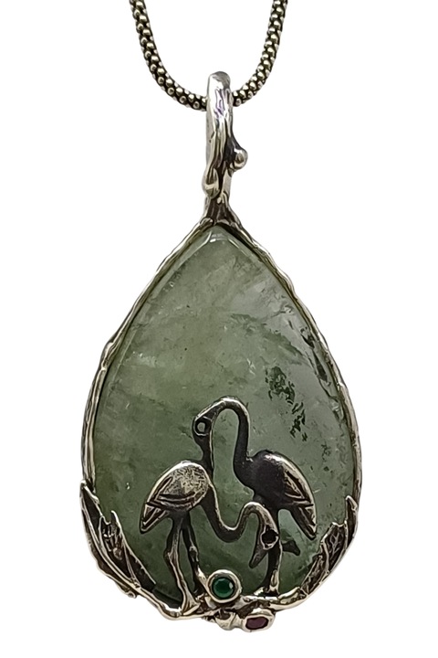 Colier din argint 925 TSR, cu piatra prehnite model 1TWLS1