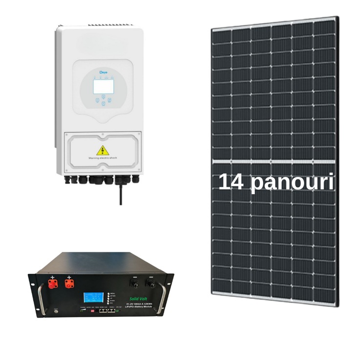 Invertor monofazat 6kW + Acumulator 5.12kWh + Panouri 6kWp