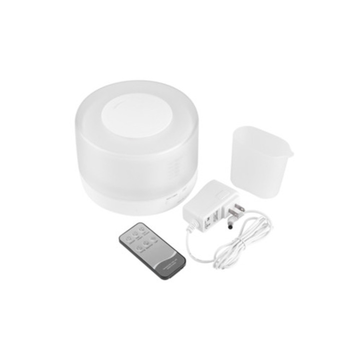 500 ml-es ultrahangos párásító, aroma diffúzor, 7 színes LED fény, távirányítóval, US csatlakozóval