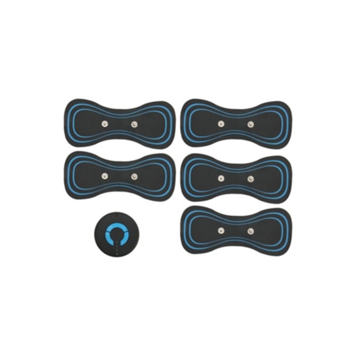 Aparat masaj cervical portabil EMS cu 6 moduri, negru / albastru