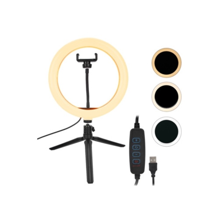Lampa LED Ring pentru Live Streaming, cu trepied, ajustabila, set