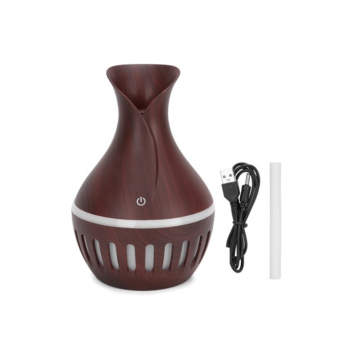Mini USB párásító diffúzorral, fa design, irodai használatra