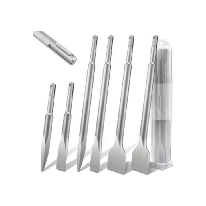 Set de 6 dalti SDS Plus pentru beton, gresie si piatra, 40-Cr HFD, argintiu