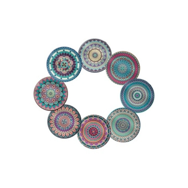 Italtartók, vintage etnikai design virágmintával, parafa alátétek, nedvszívó, lakásdekorációhoz