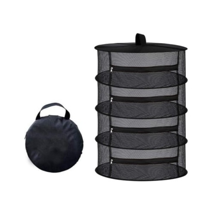 Plasa de uscare pliabila cu straturi, pentru plante, negru