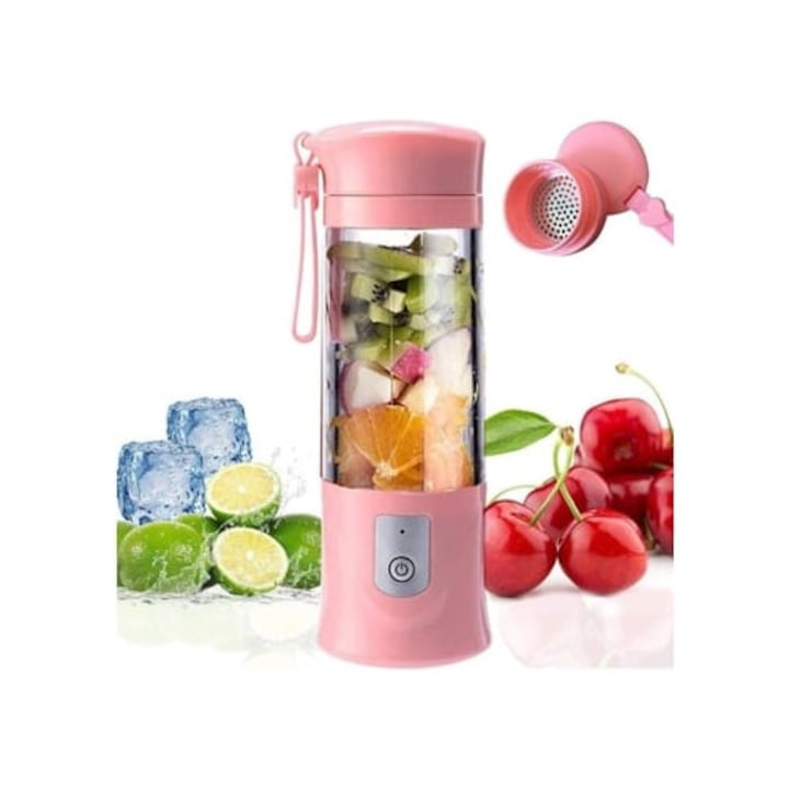 Blender Duronic BL520, Mini aparat de smoothie, 500 W, mixer cu sticla de baut de 570 ml, pentru fitness proteic, mancare pentru copii, negru