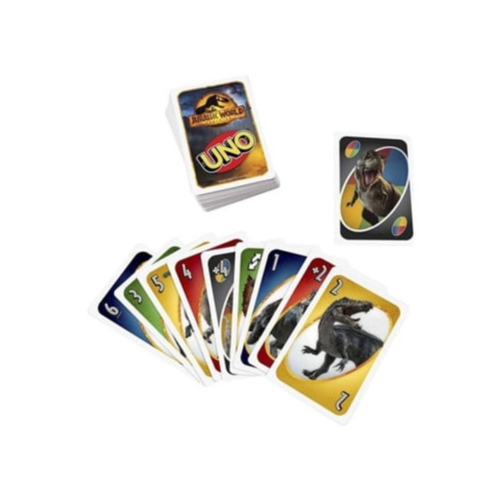 MATTEL Uno Jurassic World 3 társasjáték, 7 éves kortól, könnyű nehézségi szint