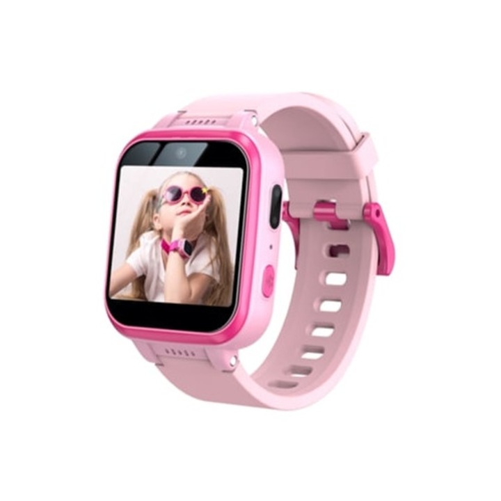 Ceas copii 128MB conectat cu camera si lanterna, roz