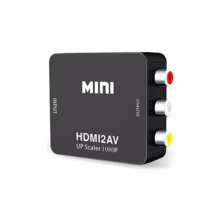 Adapter Mini RCA AV - HDMI, 1080P, fekete