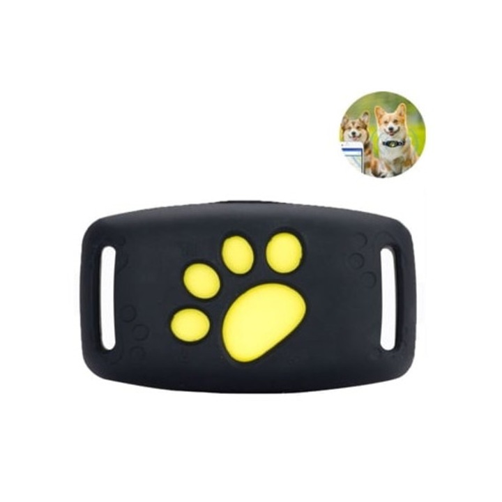 Водоустойчив GPS проследяващо устройство против изгубване за кучета и котки, черно