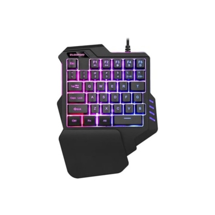 Tastatura mecanica de gaming cu o mana, 35 de taste, iluminare de fundal, ergonomic