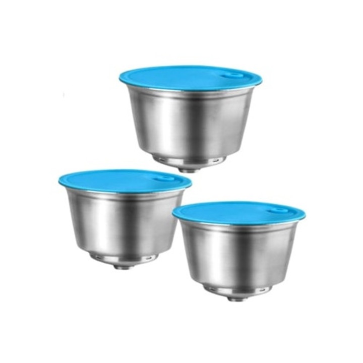 Set de 3 capsule reutilizabile din otel inoxidabil pentru Nescafe Dolce Gusto Infinissima