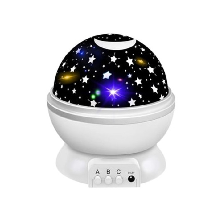 Proiector de stele, lampa de veghe copii, 8 moduri de efecte de lumina, alb
