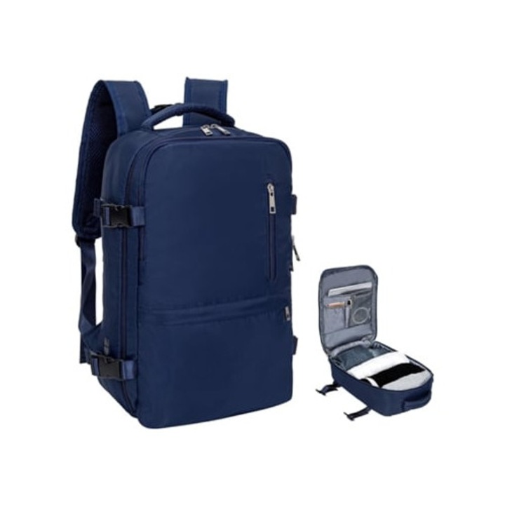 Vízálló utazó hátizsák, sötétkék, kabin méret