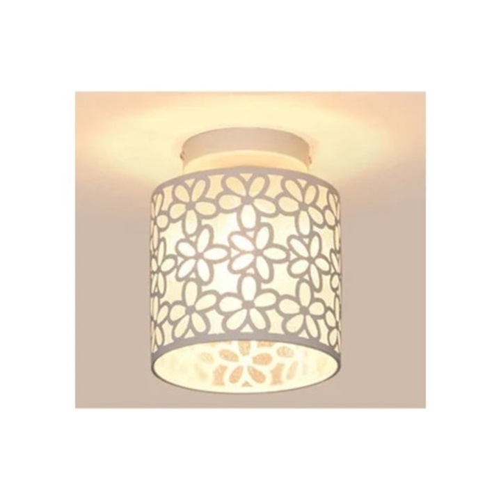 Lustra moderna minimalista cu timer, metal alb, anti-rugina, O14 cm x H19 cm