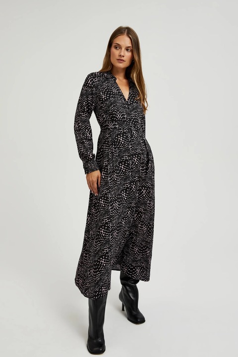 Rochie midi din viscose neagra, Negru