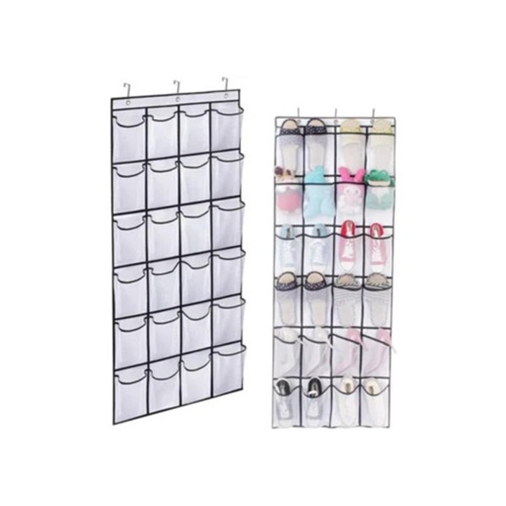 Függő cipőtároló, ajtóra akasztható, nem szőtt anyag, 19x66inch, szett