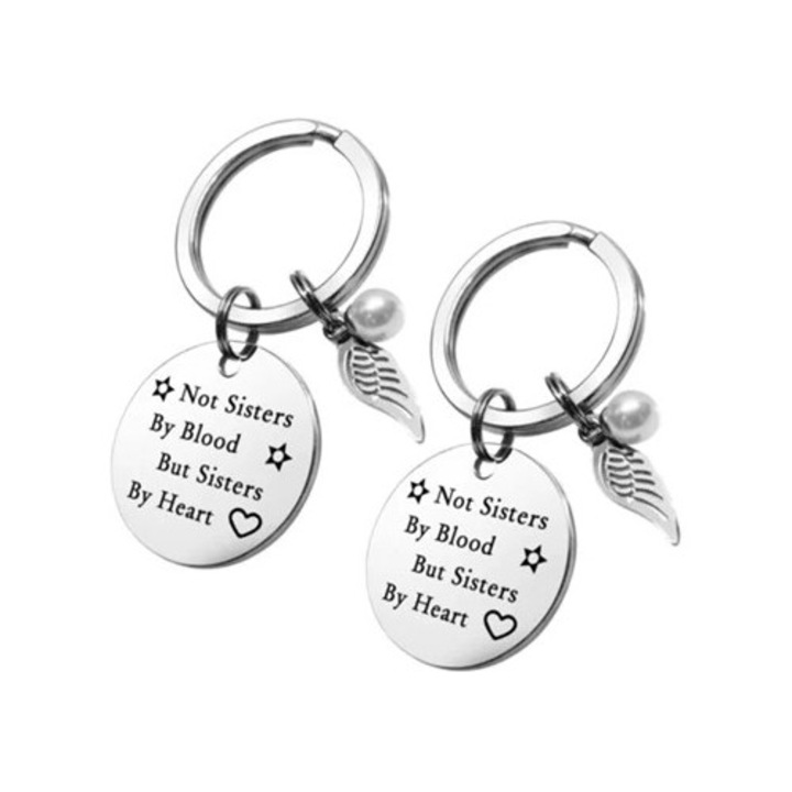 Kulcstartó nőknek, inspiráló üzenet, rozsdamentes acél, narancssárga, 25 mm