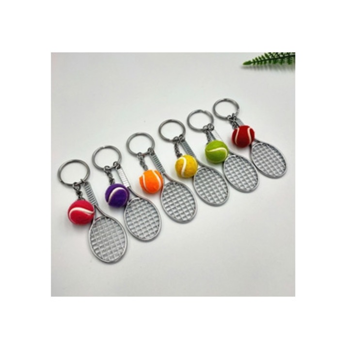 Kulcstartó szett 6db teniszütő női, légáteresztő zokni, ezüst fém