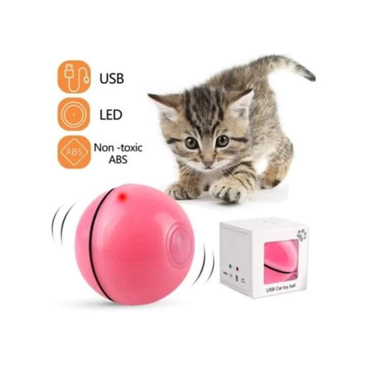 Interaktív LED-es kisállatlabda, önműködő labda macskáknak és kistestű kutyáknak
