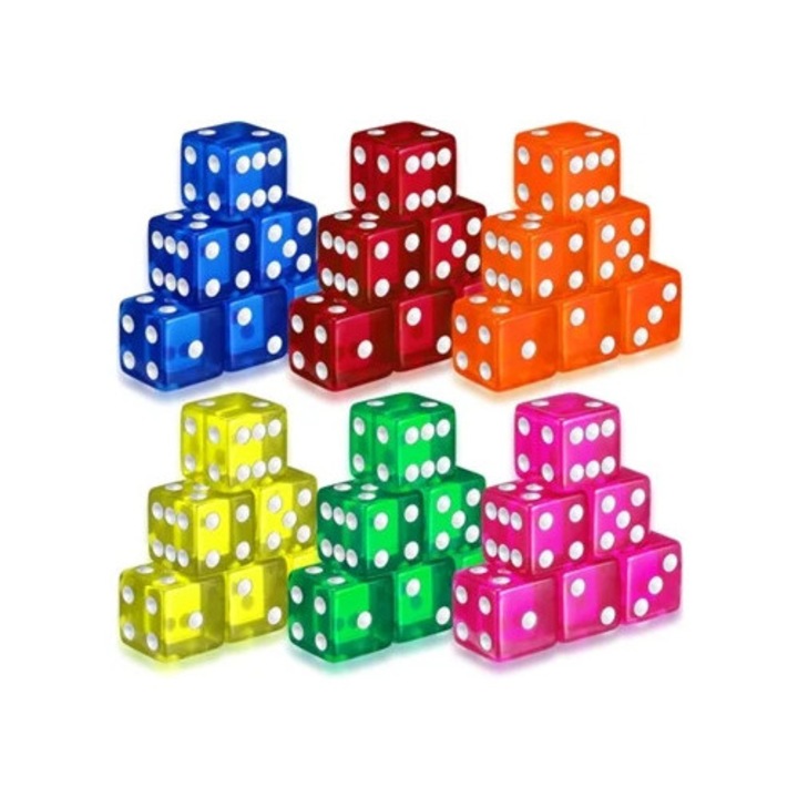 Craps kocka szett, 19mm, 36 darab, átlátszó akril, lekerekített sarkok