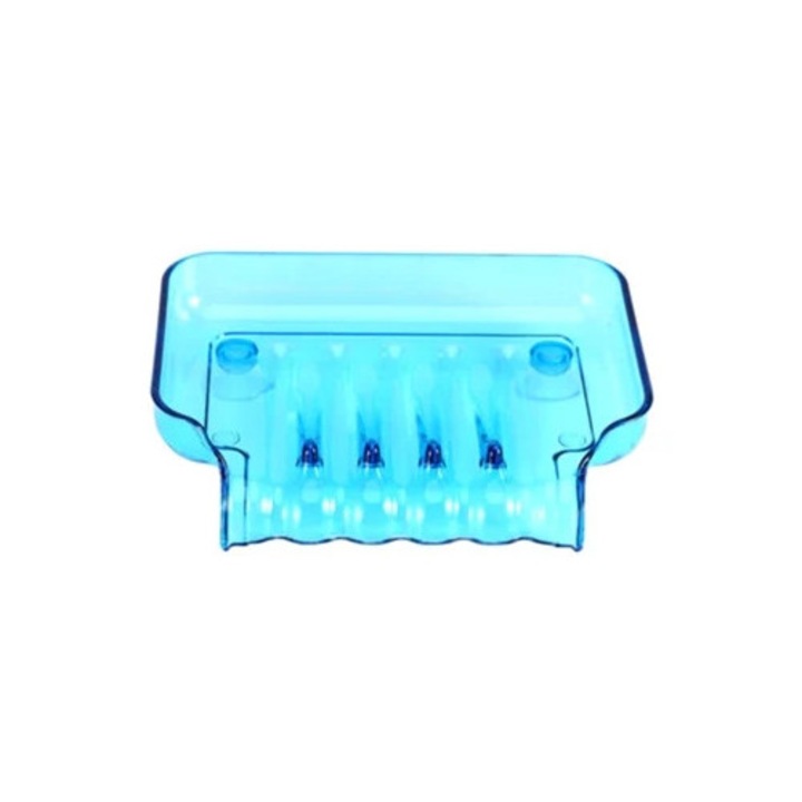 Suport pentru sapun, albastru, cu ventuza, set accesorii baie
