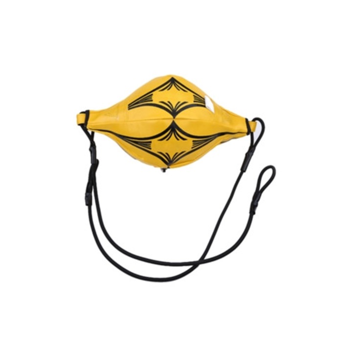 Sac de box dublu galben Vylara pentru antrenament MMA, piele sintetica rezistenta