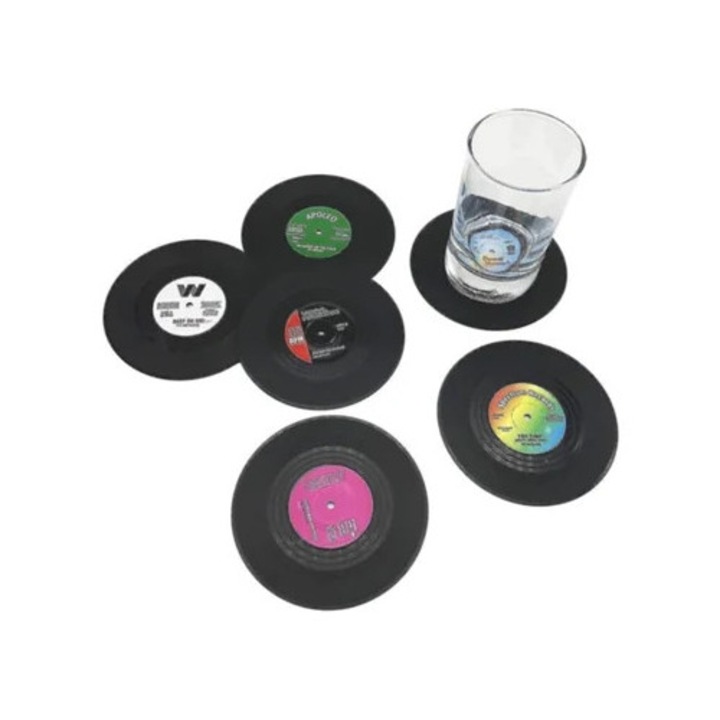 Italtartók, 6 darabos készlet, többszínű, csúszásmentes kialakítás, mosható, védi a bútorokat az italoktól