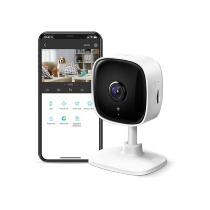 Camera de supraveghere interioara 1080p, detectie miscare, audio bidirectional, viziune nocturna, stocare in cloud