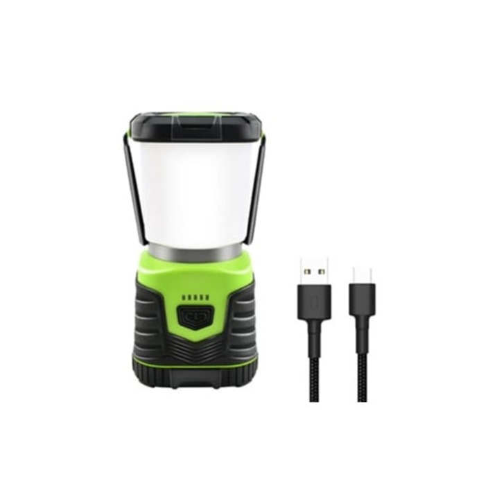 Lanterna camping LED, 1000 lumeni, 4 moduri de iluminare, dimabila, alimentata cu baterii
