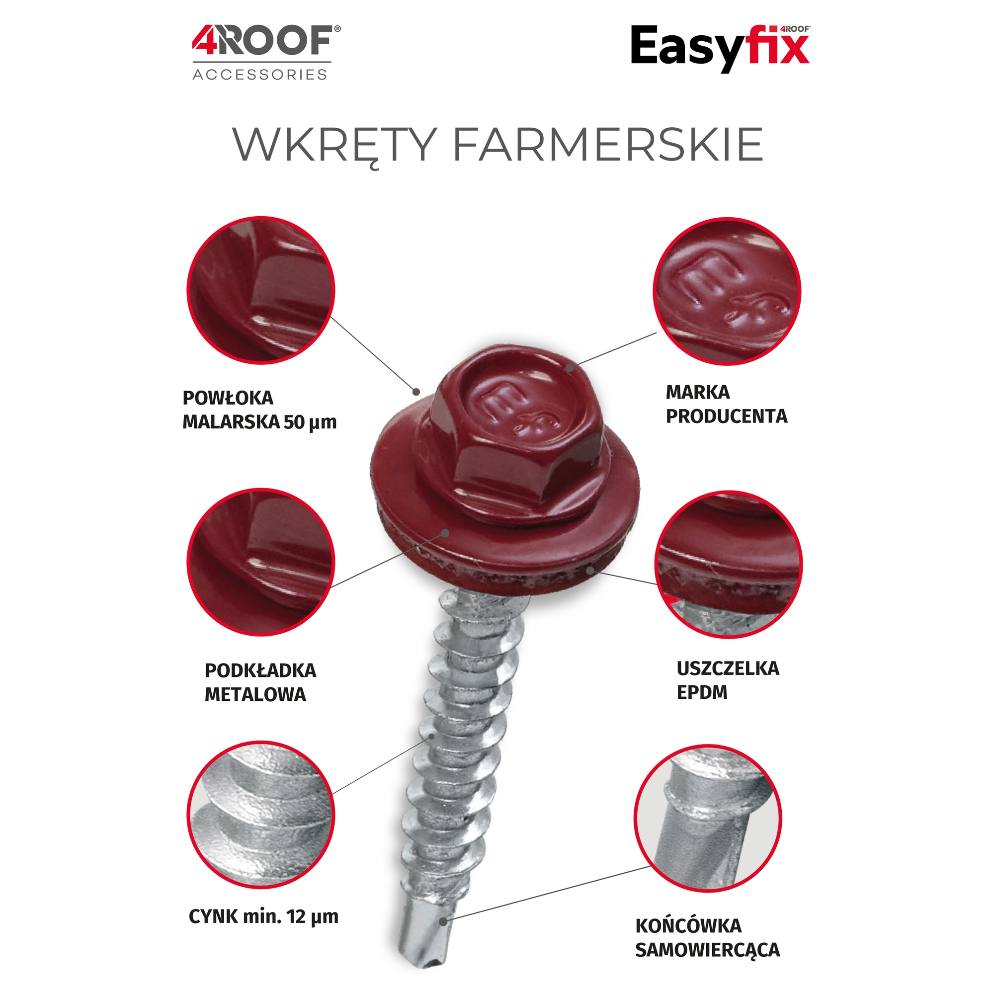 Suruburi autoforante 4ROOF EASY FIX 4,8x19mm, 500 buc, grafit RAL7016 ...