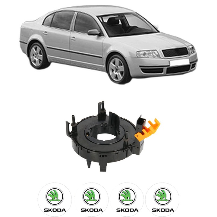 Spirala Airbag Pentru Volan SKODA SUPERB I (3U4) din 2001-2008, Auto, 4x Stickere auto cu SKODA