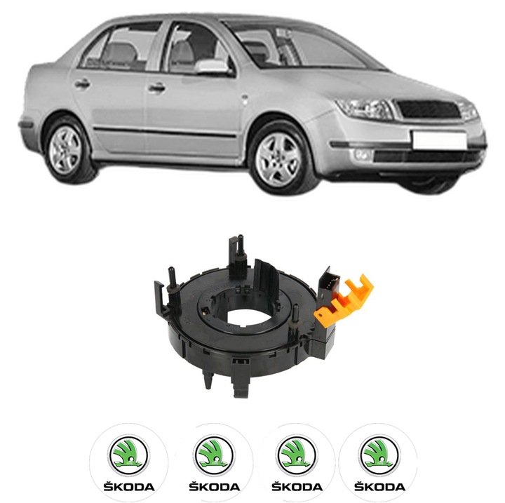 Spirala Airbag Pentru Volan SKODA FABIA I Saloon (6Y3) din 1999-2007, Auto, 4x Stickere auto cu SKODA
