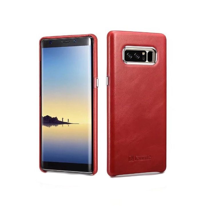 Husa pentru Samsung Galaxy Note 8, iCarer Transformers Vintage Series, din piele, tip back cover, culoare Rosu Burgund