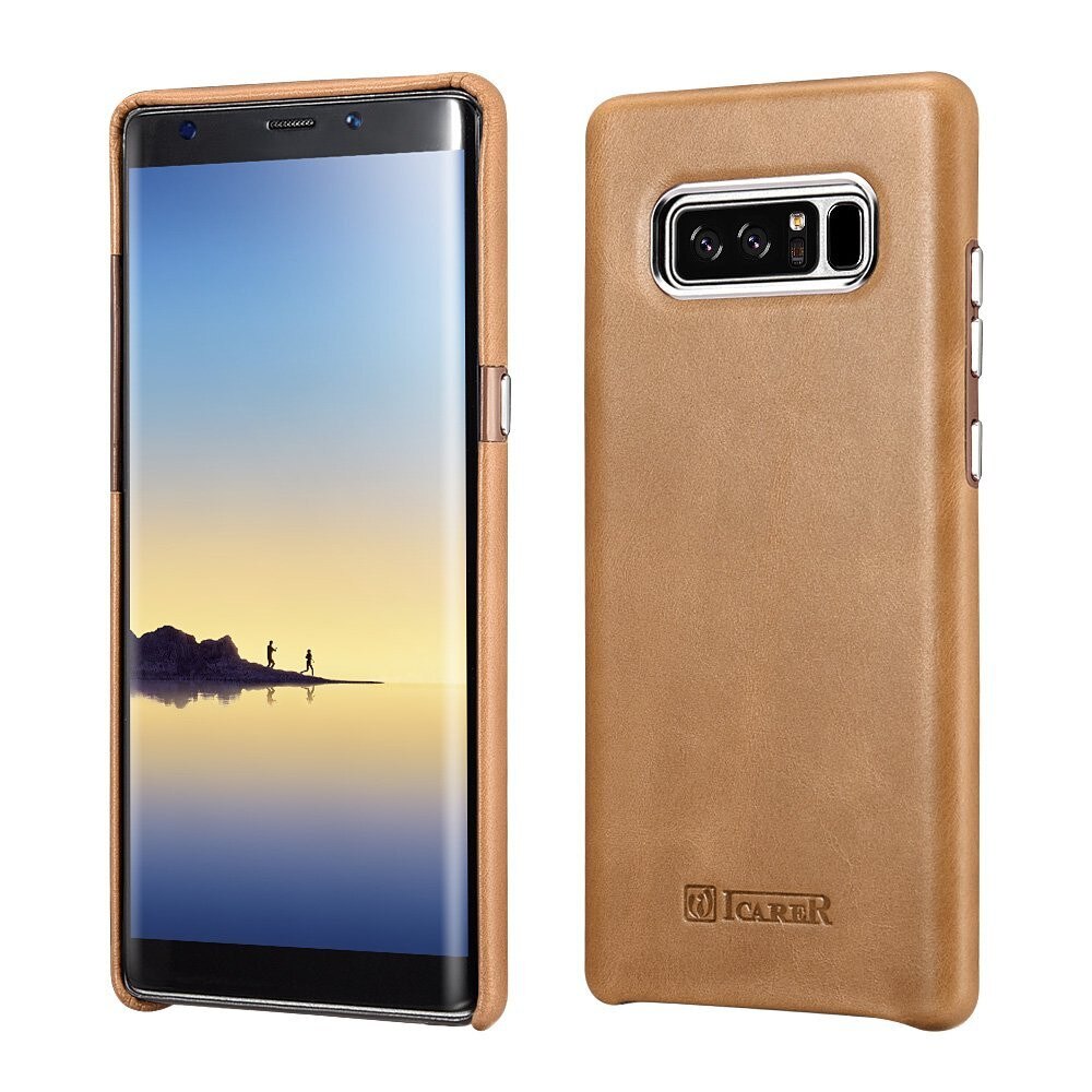 Husa din piele, tip back cover, Samsung Galaxy Note 8 - iCarer Transformers Vintage Series, culoare Maro Camel